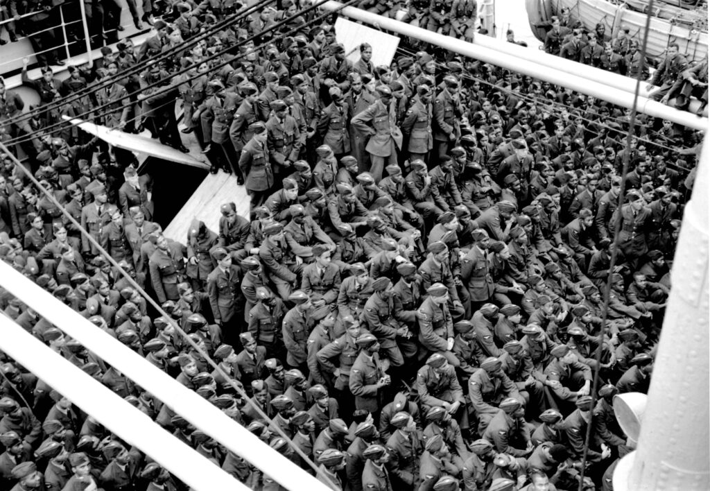 Kolonialsoldaten aus der Karibik auf dem Weg an die Front in Europa